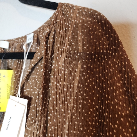 NWT Vince Brown Starry Dot Tie Neck Blouse with camisole. Size XXL. - Picture 2 of 16